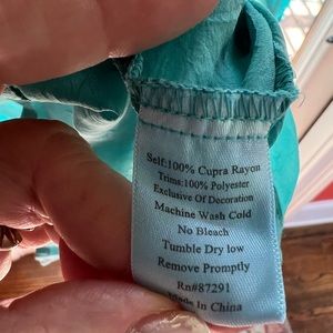 Johnny Was tunic in sheer beautiful aqua. Never worn. Lots of detail. Size L.